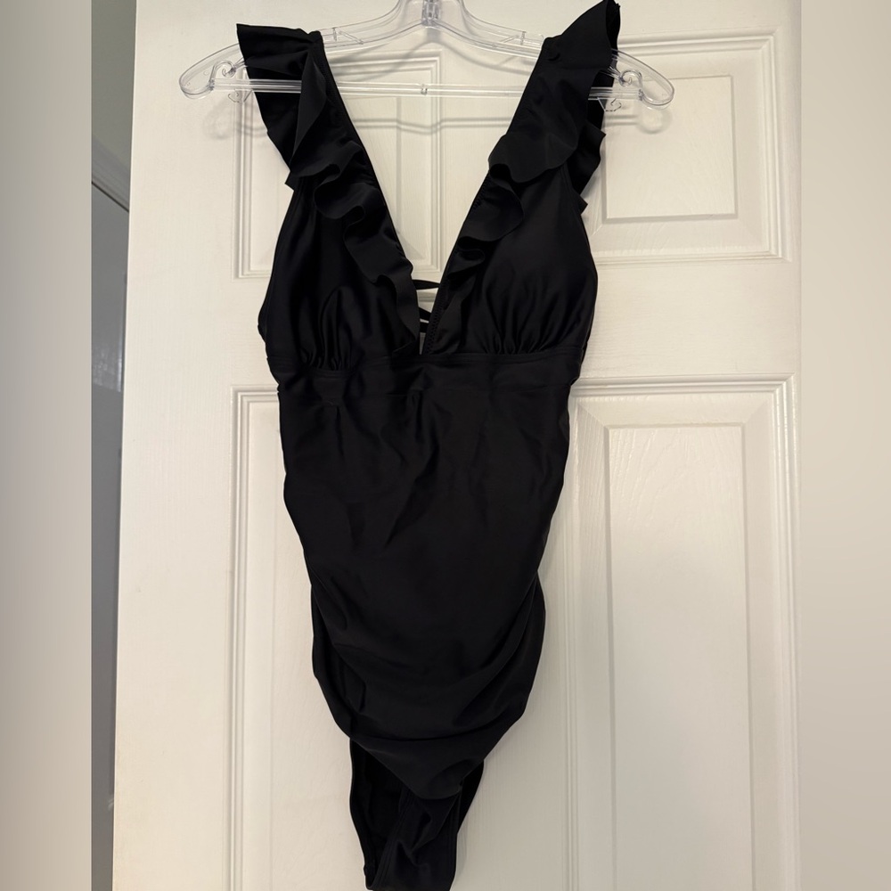 Stylish Black One Piece Swimsuit